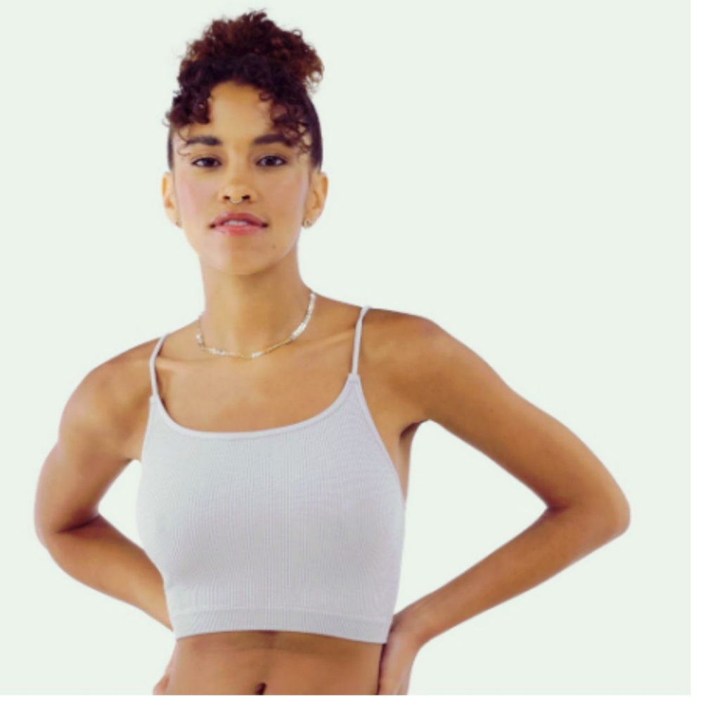 Shimmer Ribbed Strappy Cami Bralette - Gray